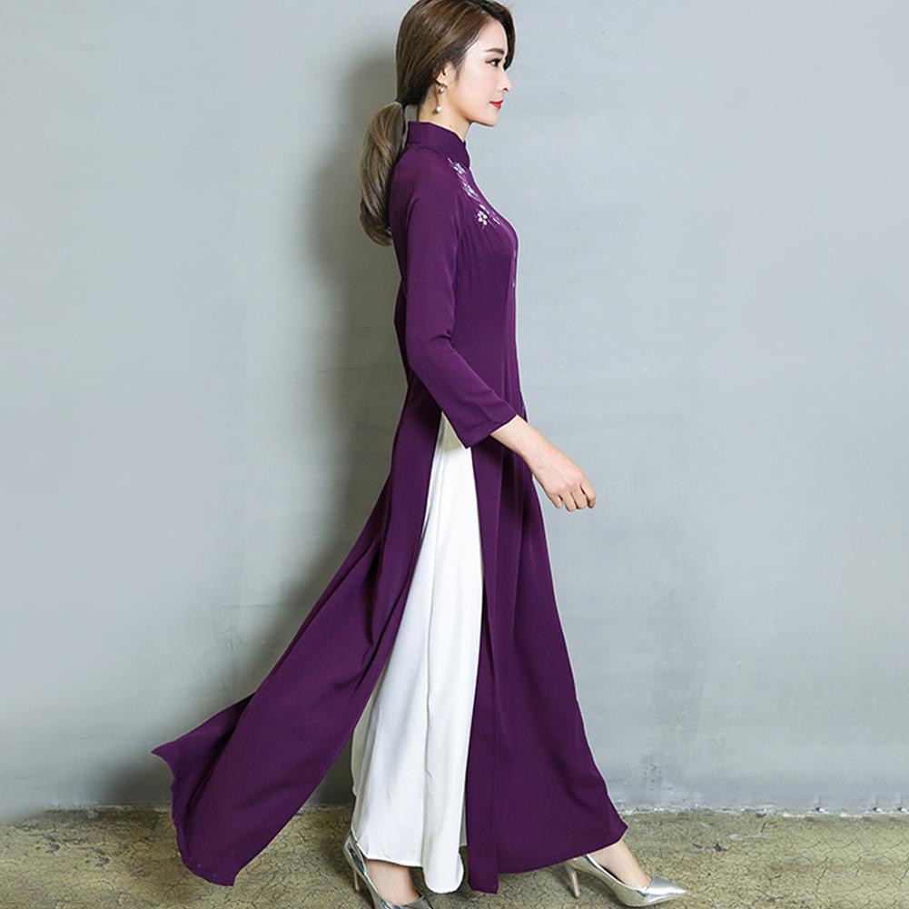 thumbnail image 5 of Wartleves Estilo chino Ao Dai, estilo artístico retro para diversas ocasiones formales para mujeres∠, 5 of 7