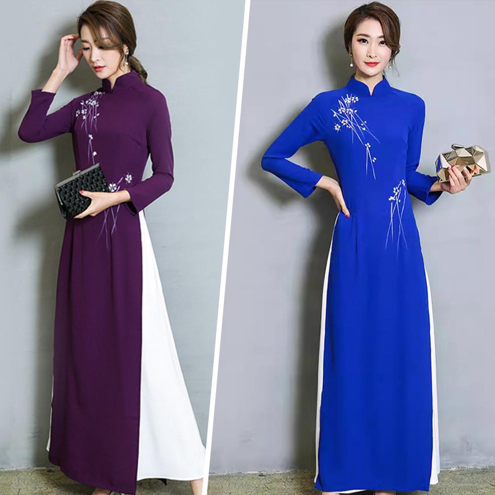 thumbnail image 3 of Wartleves Estilo chino Ao Dai, estilo artístico retro para diversas ocasiones formales para mujeres∠, 3 of 7