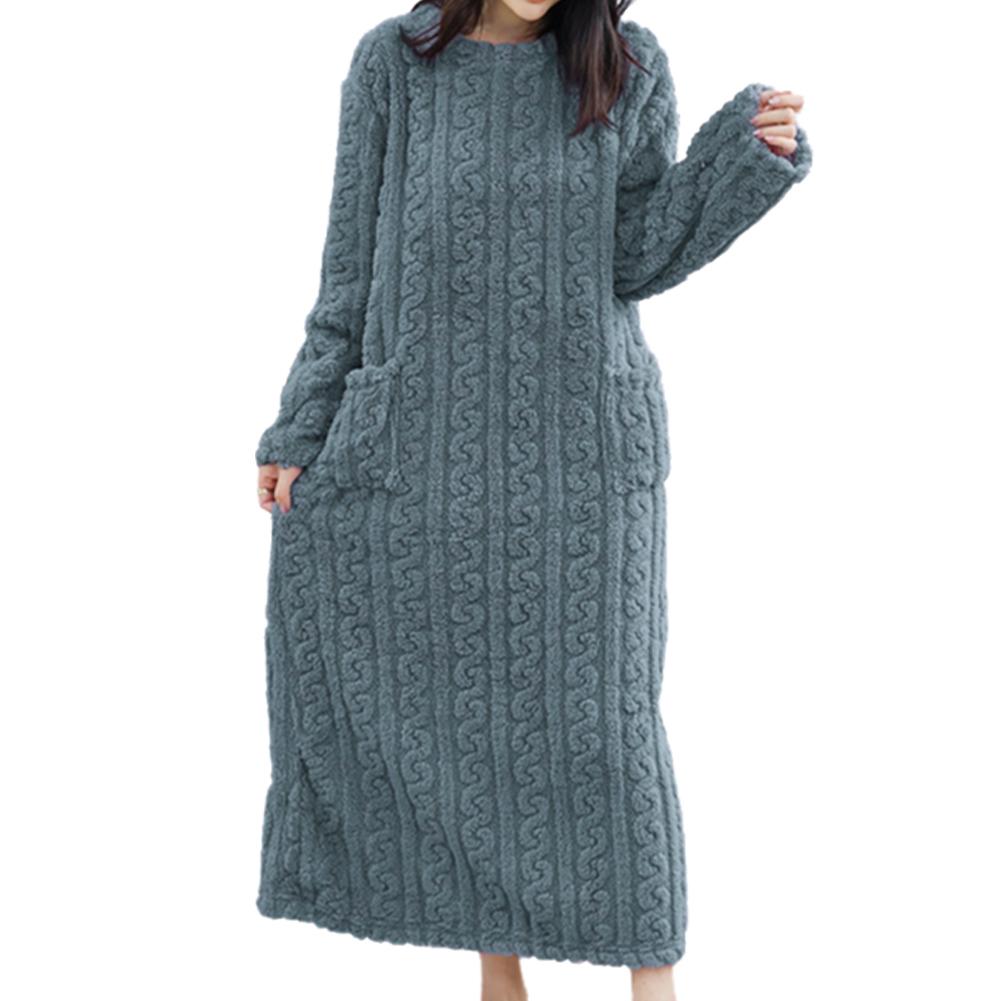 thumbnail image 4 of Wartleves ZXCVWWE Camisones de terciopelo coral para mujer Ropa de dormir de manga larga Engrosamiento de invierno (blanco) Camisas de largo completo para dormir, 4 of 7