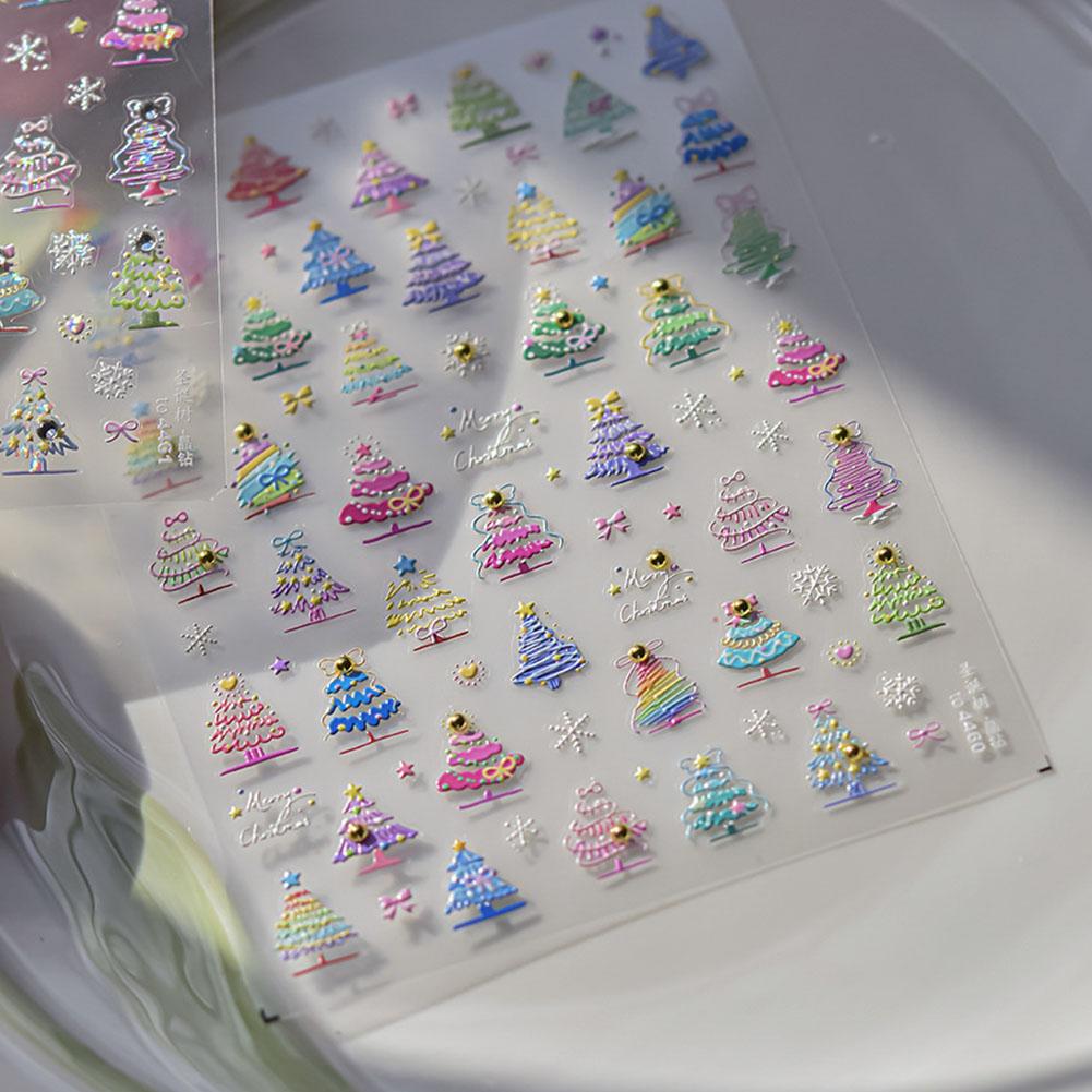 thumbnail image 5 of Wartleves Pegatinas para uñas con forma de árbol de Navidad, bonitas pegatinas para uñas con purpurina de cristal, 1 unidad, 5 of 7