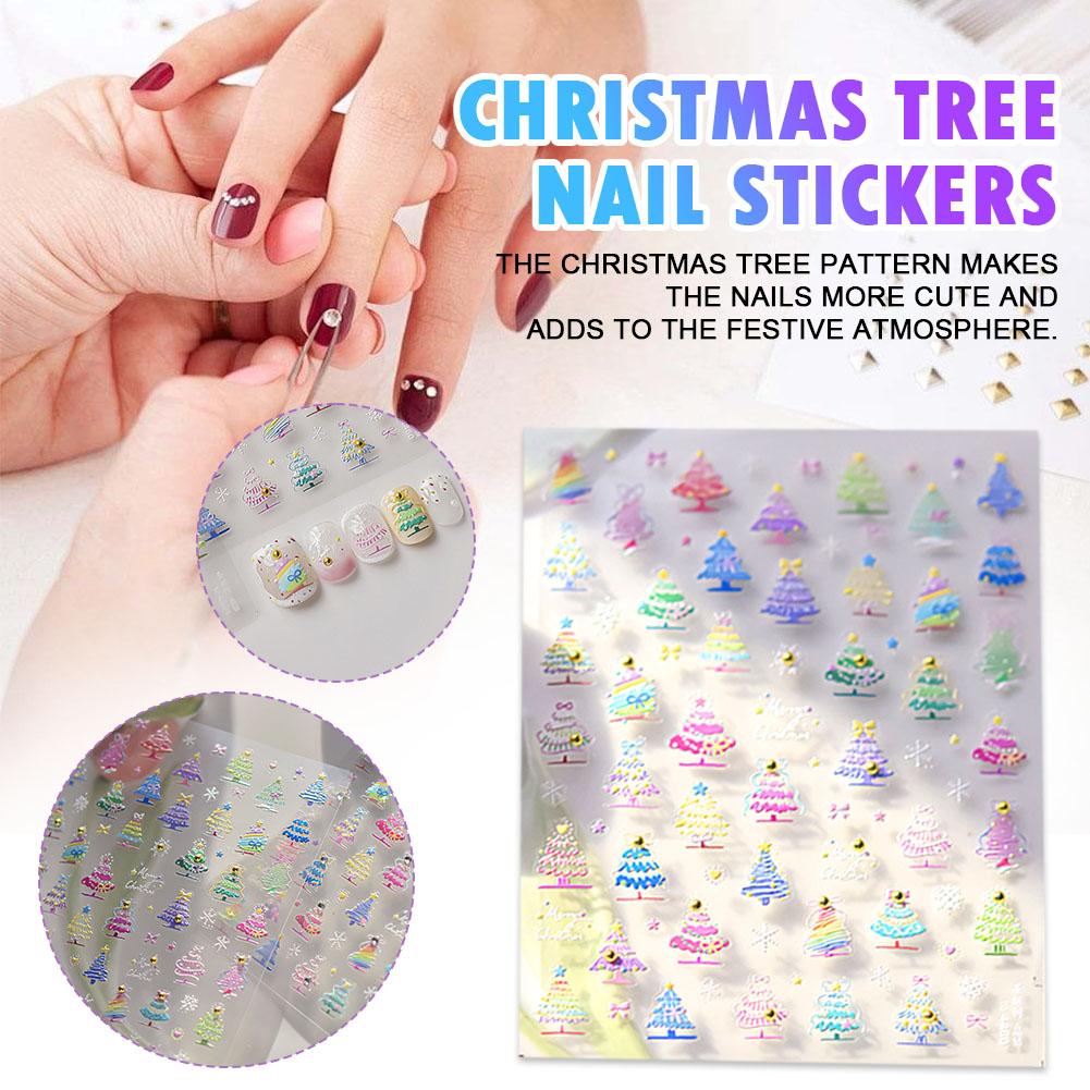 thumbnail image 3 of Wartleves Pegatinas para uñas con forma de árbol de Navidad, bonitas pegatinas para uñas con purpurina de cristal, 1 unidad, 3 of 7