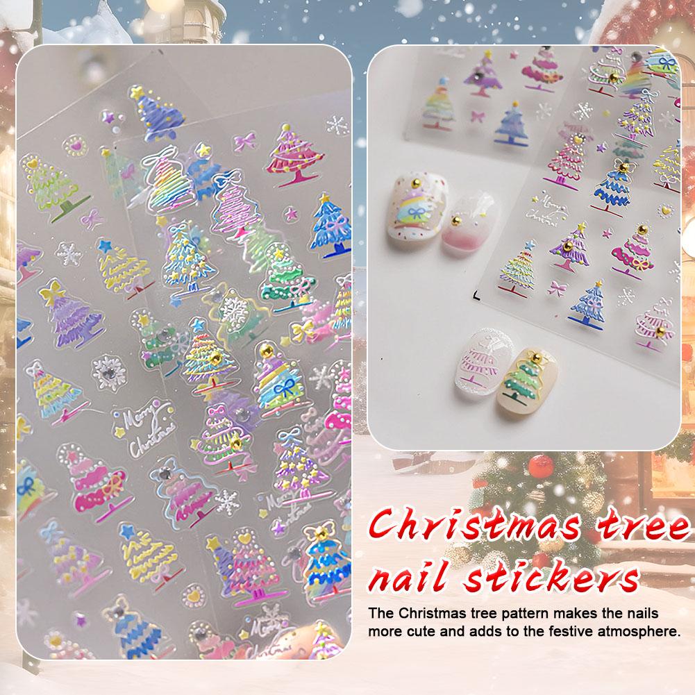 thumbnail image 2 of Wartleves Pegatinas para uñas con forma de árbol de Navidad, bonitas pegatinas para uñas con purpurina de cristal, 1 unidad, 2 of 7