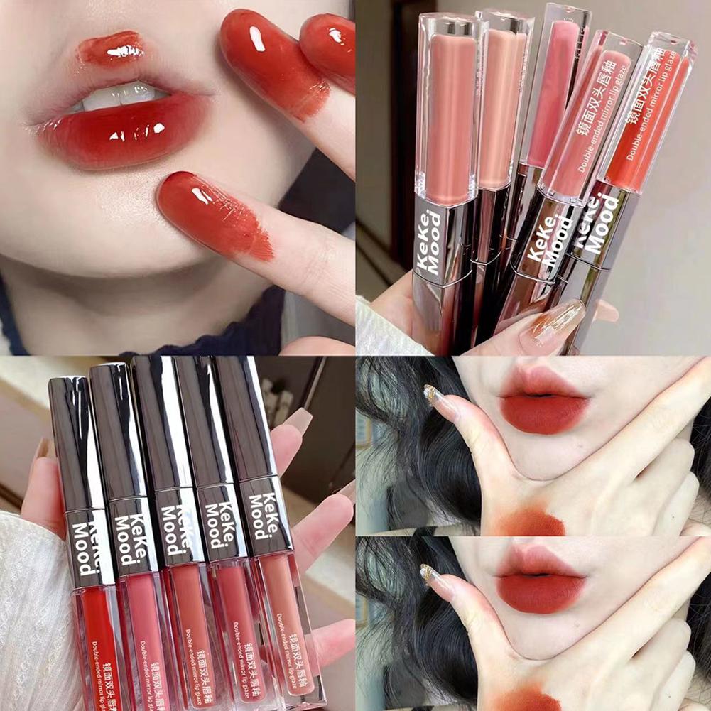 thumbnail image 2 of Ruifaya Brillo labial de doble punta, brillo total, espejo y color mate aterciopelado de larga duración, 2 of 7