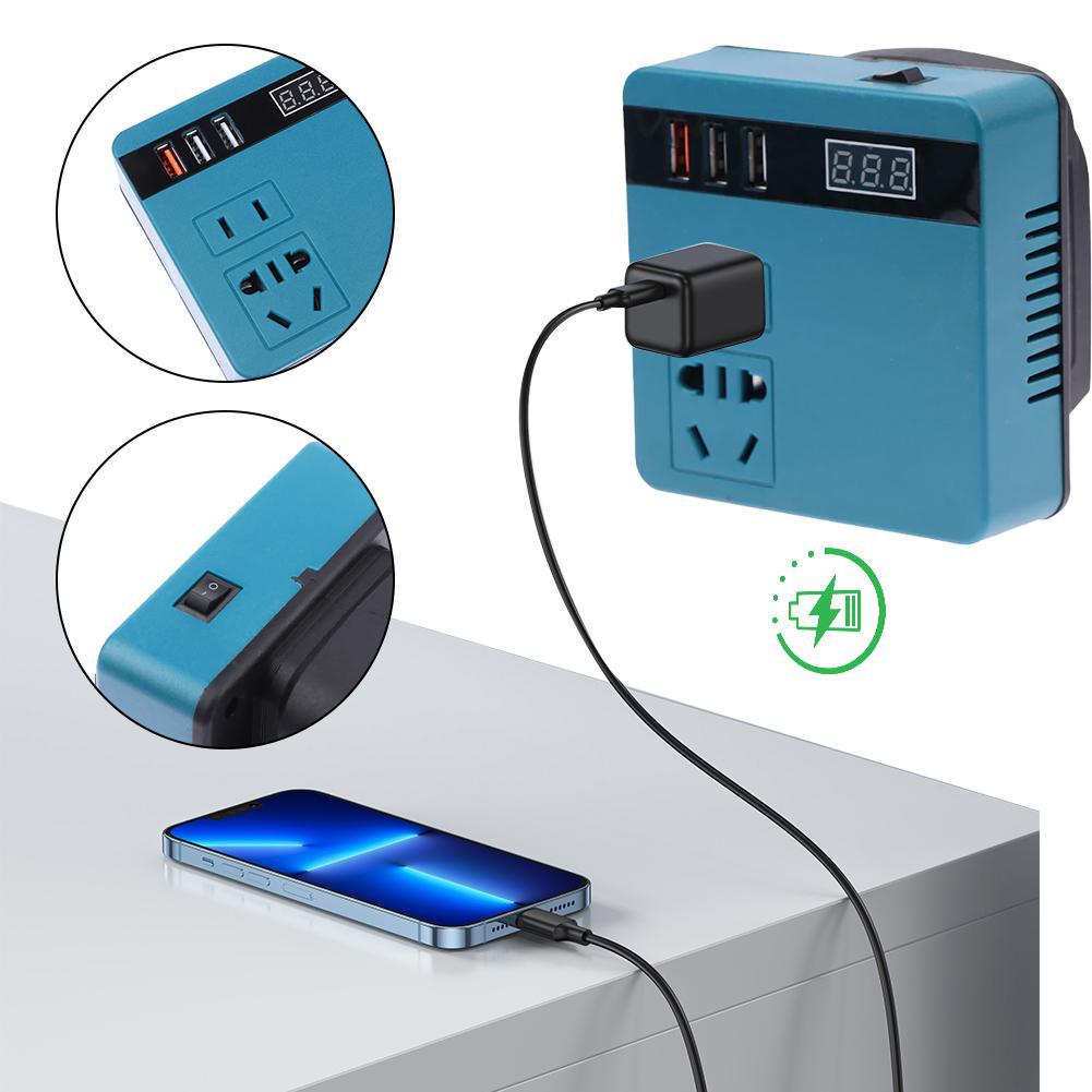 thumbnail image 4 of Wartleves Inversor de corriente portátil de 120 W, 18 V a 220 V para Milwaukee 48-11-1815.//, 4 of 7