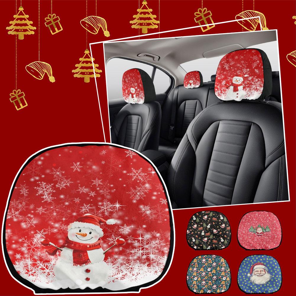 thumbnail image 2 of Wartleves Funda para reposacabezas de asiento de coche, protector para reposacabezas, color rojo, Navidad, Z4B3, Y1F6, decoración L, 2 of 7