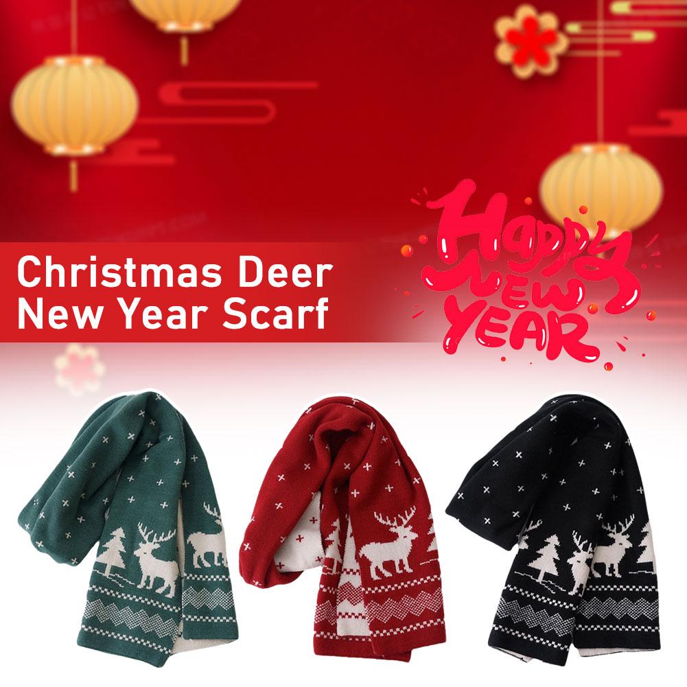 thumbnail image 4 of Wartleves Bufanda cálida de invierno para mujer, bufanda unisex con copos de nieve y renos navideños, bufanda larga de punto cálida para otoño e invierno, 4 of 7