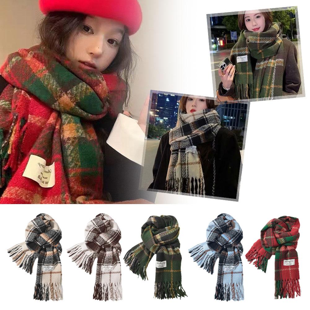 thumbnail image 3 of SGACAI Bufanda de cuadros rojos 2024 estilo navideño para hombre y mujer, invierno, gruesa, cálida, nueva I5, 3 of 7