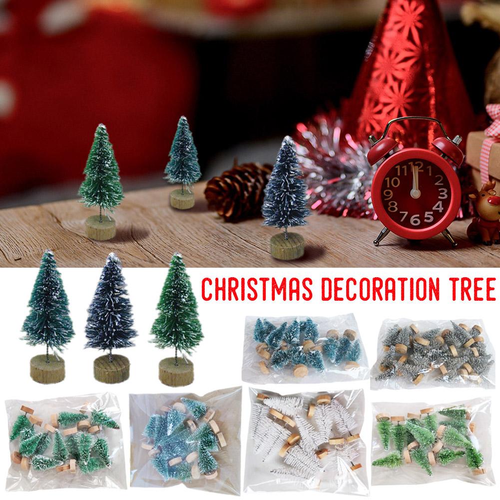 thumbnail image 2 of SGACAI 12 piezas Mini árbol de Navidad Sisal Seda Cedro Árbol de escritorio Árbol blanco Pequeño S Navidad - Decoración Mini Plata Verde, 2 of 7