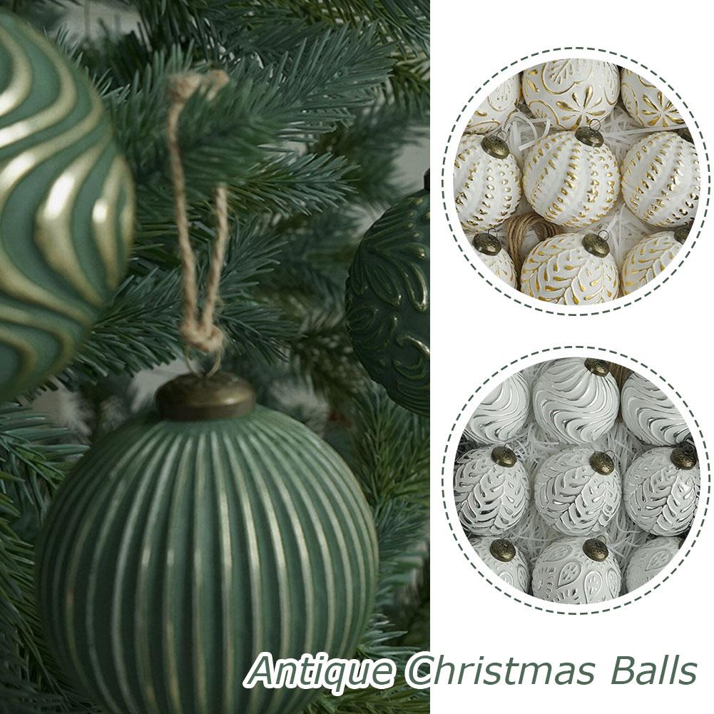 thumbnail image 3 of Ruifaya Adornos de bolas navideñas antiguas de 8 cm para colgar en el árbol T7N7, 3 of 7