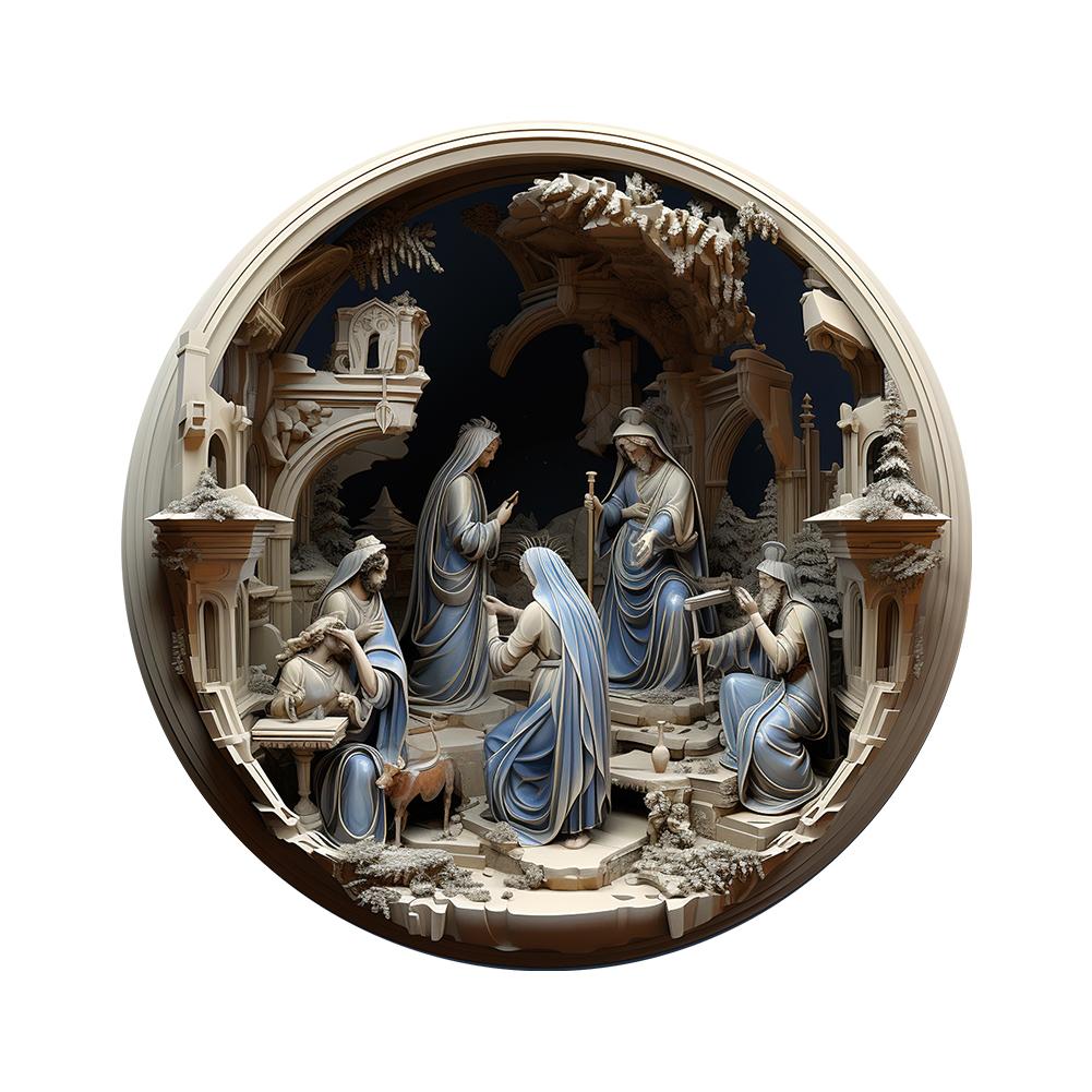 thumbnail image 5 of Wartleves Adornos colgantes para el pesebre del árbol de Navidad, decoración de nacimiento, regalos para la familia cristiana y religiosa R4h9, 5 of 7