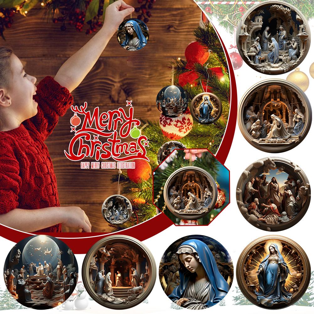thumbnail image 3 of Wartleves Adornos colgantes para el pesebre del árbol de Navidad, decoración de nacimiento, regalos para la familia cristiana y religiosa R4h9, 3 of 7