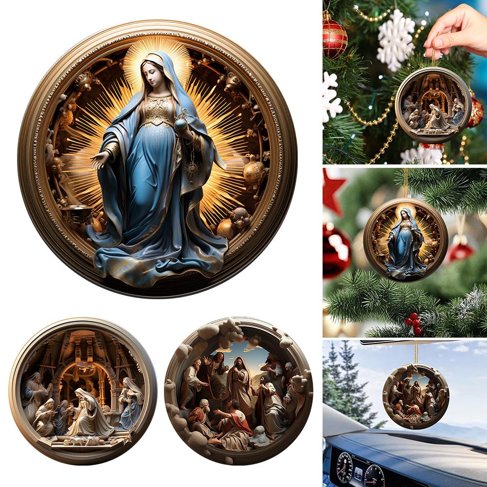 thumbnail image 2 of Wartleves Adornos colgantes para el pesebre del árbol de Navidad, decoración de nacimiento, regalos para la familia cristiana y religiosa R4h9, 2 of 7