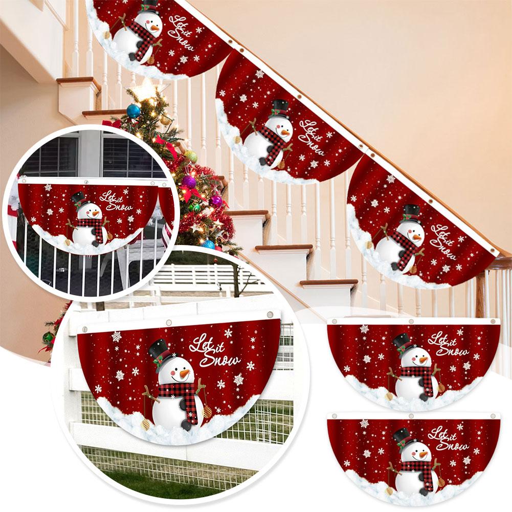 thumbnail image 3 of SGACAI Banderines navideños, banderines navideños con forma de muñeco de nieve de 35 pulgadas, banderines con forma de abanico y Papá Noel decorativo, banderines con forma de abanico de Feliz Navid, 3 of 7