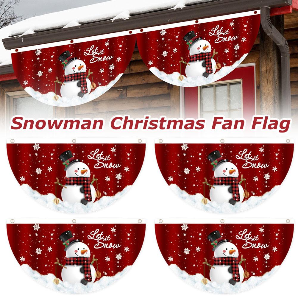 thumbnail image 2 of SGACAI Banderines navideños, banderines navideños con forma de muñeco de nieve de 35 pulgadas, banderines con forma de abanico y Papá Noel decorativo, banderines con forma de abanico de Feliz Navid, 2 of 7