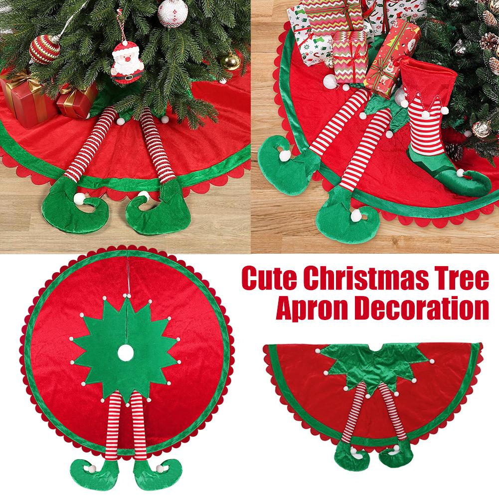 thumbnail image 2 of Ruifaya Adornos para árboles de Navidad Falda para árbol de Navidad Árbol de duendes rojo y verde Hot W7, 2 of 7
