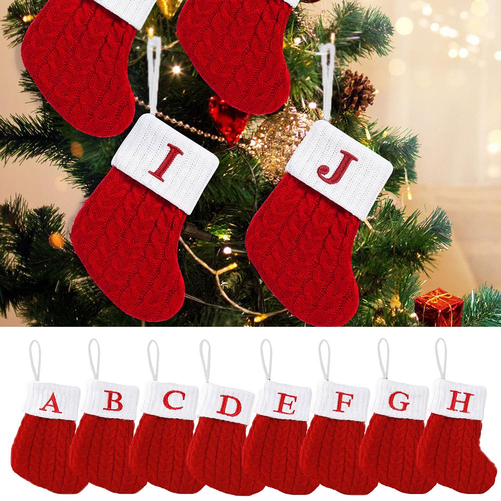 thumbnail image 3 of SGACAI Medias navideñas PandaXun con 26 letras, medias navideñas con iniciales, medias rojas con mini monograma, lindas decoraciones del alfabeto de Xams para el hogar, la familia, regalos colgante, 3 of 7