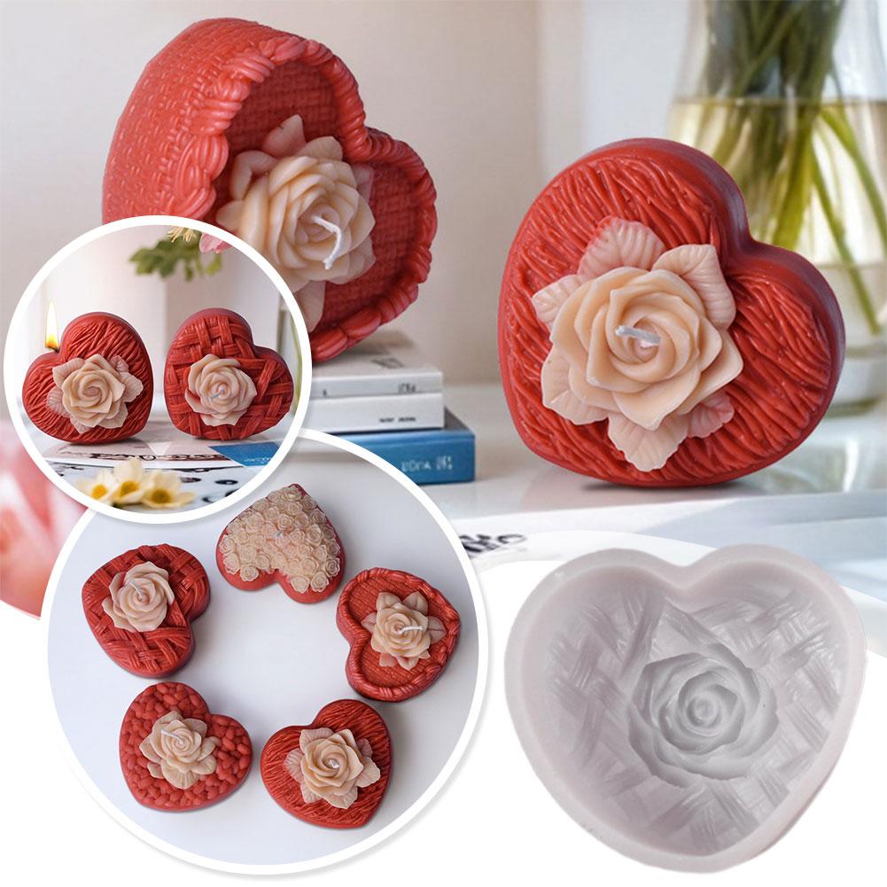 thumbnail image 3 of Ruifaya Molde para velas de aromaterapia con forma de rosa y corazón tejido ▲α ◆◇, 3 of 7