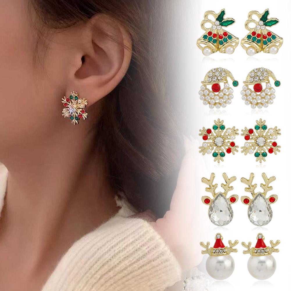thumbnail image 3 of SGACAI Pendientes con forma de campana de árbol de Navidad, pendientes creativos para fiestas navideñas, 3 of 7