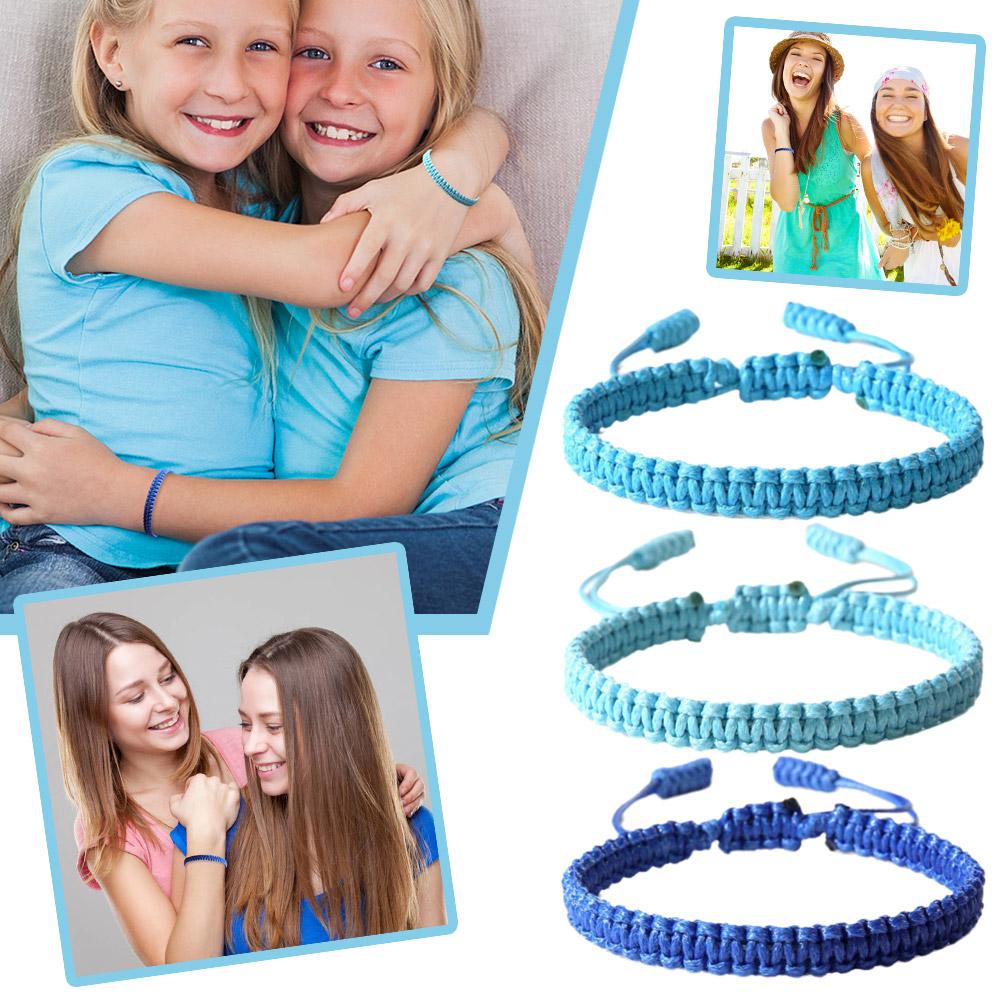 thumbnail image 3 of Wartleves Pulseras de la amistad azules para mujer Pulseras de cordón ajustable hechas a mano, 3 of 7