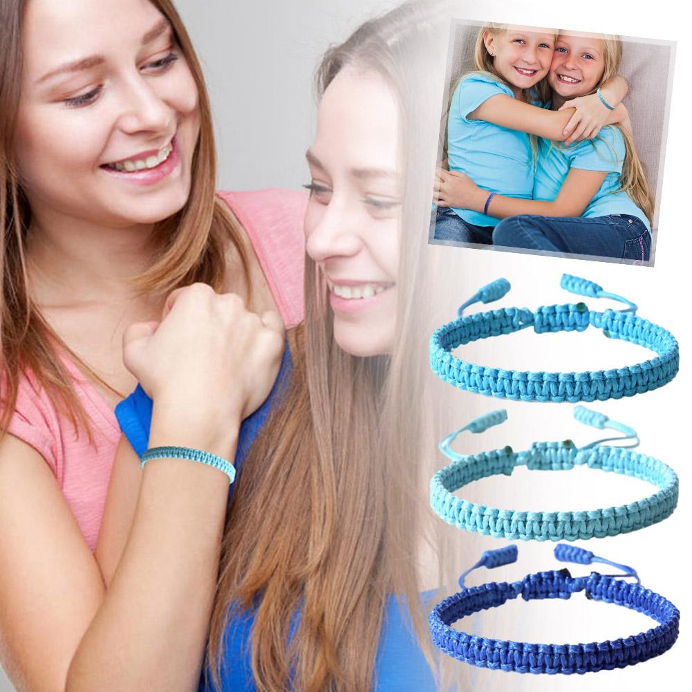 thumbnail image 2 of Wartleves Pulseras de la amistad azules para mujer Pulseras de cordón ajustable hechas a mano, 2 of 7