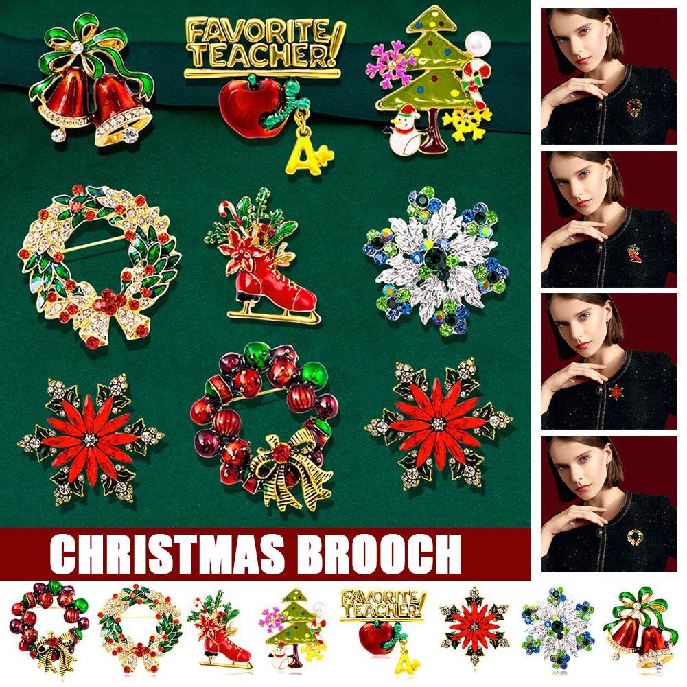 thumbnail image 2 of Ruifaya ☮Broche de copo de nieve navideño brillante con delicados diamantes de imitación para mujer, 2 of 7