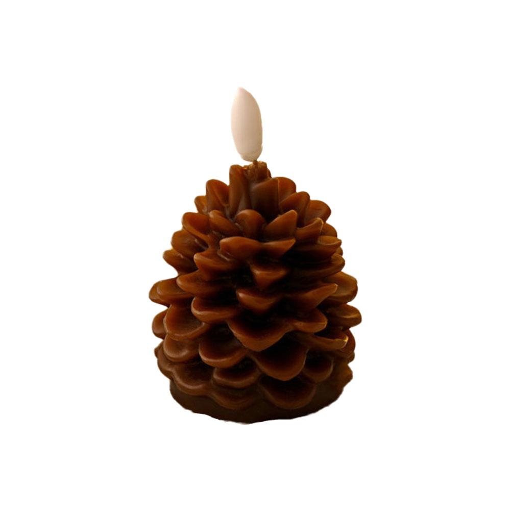 thumbnail image 4 of Wartleves Vela de piña navideña, velas LED de piña, velas sin llama de piña navideña, decoración de bellota, vela de piña LED de cera real, funciona con pilas, para decoración navideña de invierno, 4 of 7
