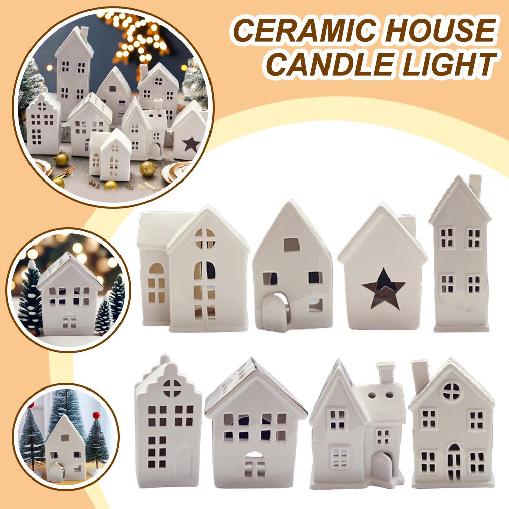 thumbnail image 2 of Wartleves Vela de cerámica para casa, decoración navideña para casas de pueblo, luz nocturna LED Z2, 2 of 7