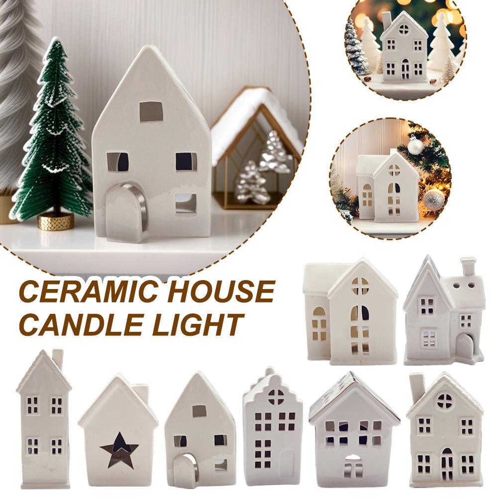 thumbnail image 3 of Wartleves Vela de cerámica para casa, decoración navideña para casas de pueblo, luz nocturna LED Z2, 3 of 7