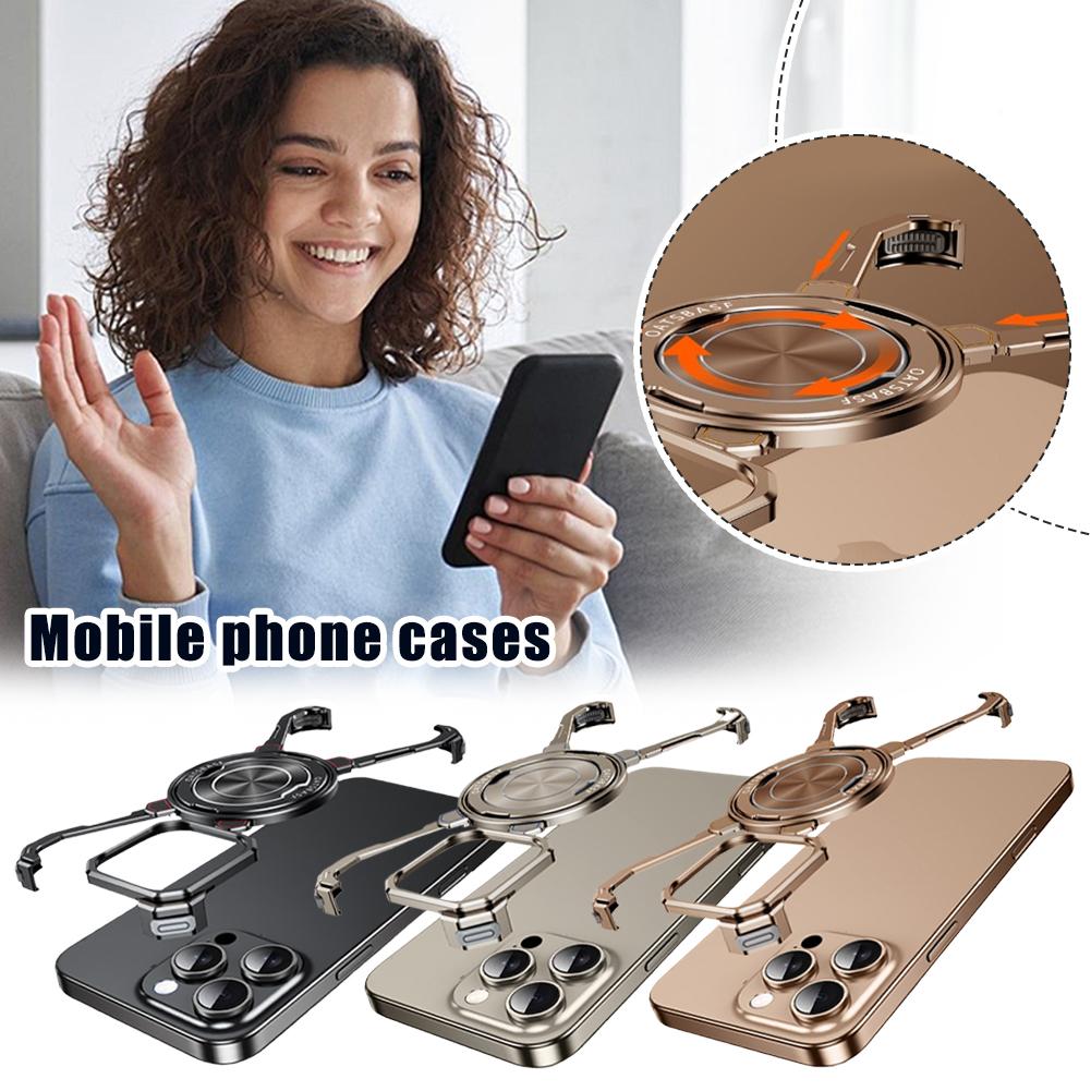 thumbnail image 2 of Ruifaya Fundas para móviles de metal sin bordes con soporte giratorio de 360 grados, 2 of 7