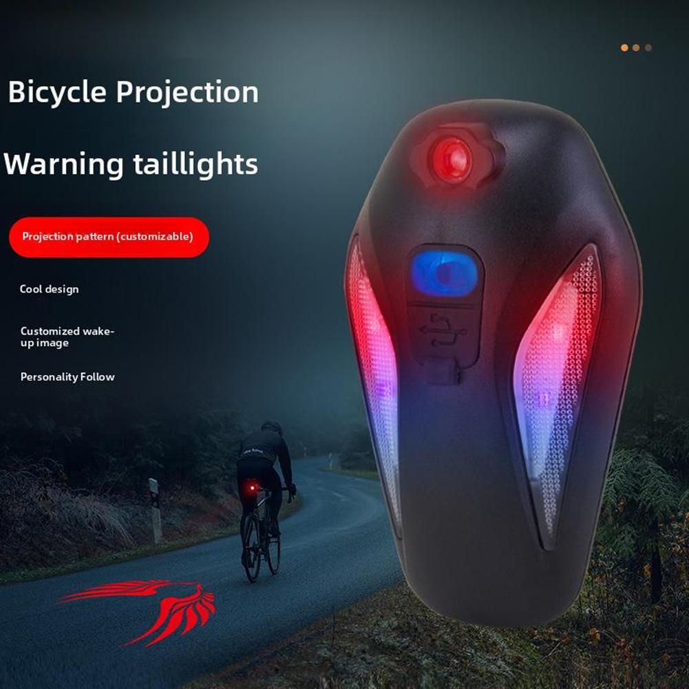 thumbnail image 3 of Ruifaya Luz trasera para proyector de ciclismo, luz trasera LED para bicicleta, luz trasera para bicicleta recargable por USB, luz trasera LED multifuncional con 4 modos, diseño único de alas de áng, 3 of 7