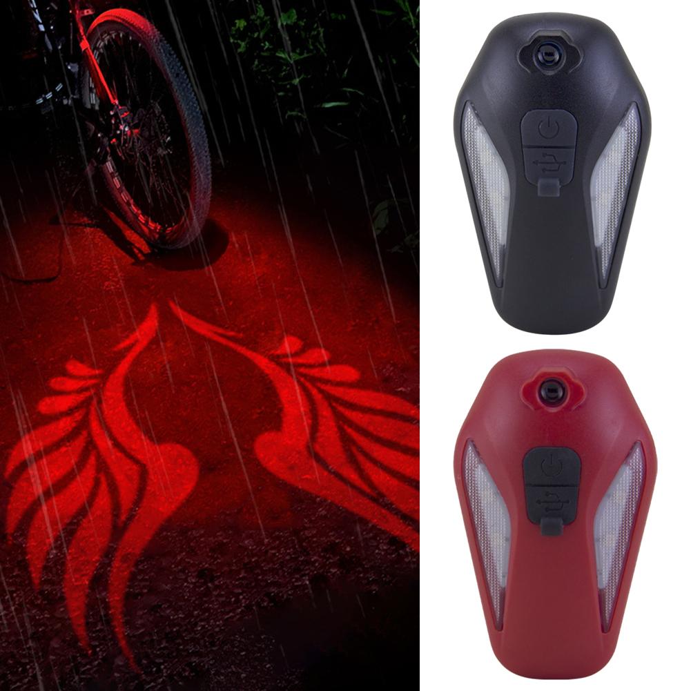 thumbnail image 4 of Ruifaya Luz trasera para proyector de ciclismo, luz trasera LED para bicicleta, luz trasera para bicicleta recargable por USB, luz trasera LED multifuncional con 4 modos, diseño único de alas de áng, 4 of 7