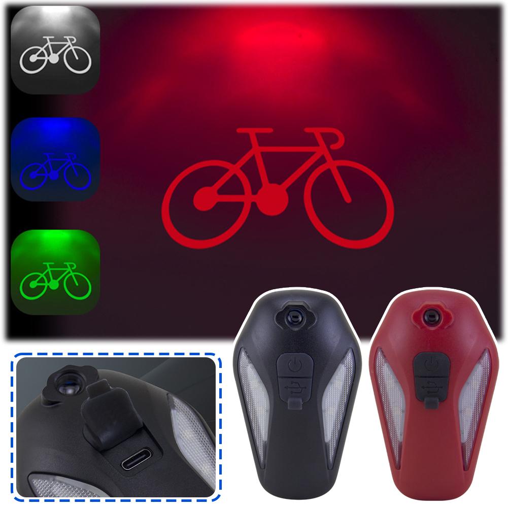 thumbnail image 2 of Wartleves Luz trasera para proyector de ciclismo, luz trasera LED para bicicleta, luz trasera para bicicleta recargable por USB, luz trasera LED multifuncional con 4 modos, diseño único de alas de áng, 2 of 7