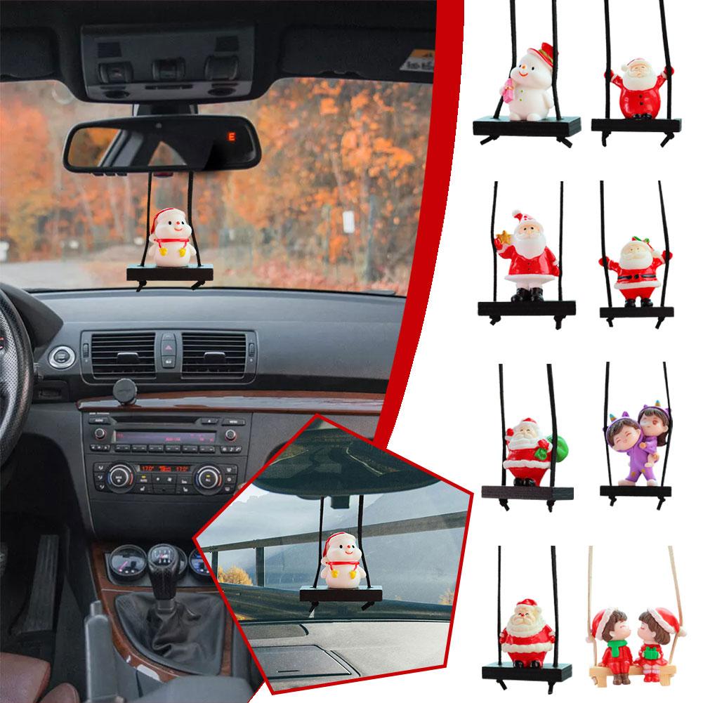 thumbnail image 2 of Ruifaya Colgante de dibujos animados de muñeco de nieve y Papá Noel para coche de Navidad: regalo perfecto para coche, 2 of 7