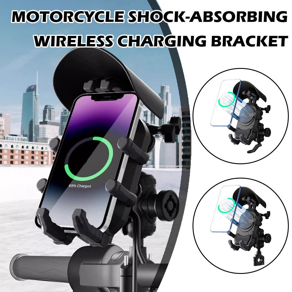thumbnail image 2 of SGACAI Amortiguador de choque de teléfono de carga rápida para motocicleta, resistente al agua, antirrobo, soporte para teléfono móvil I8U9 para motocicleta, 2 of 7