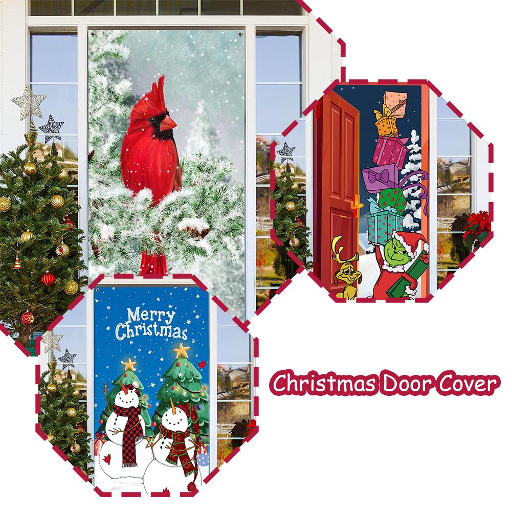 thumbnail image 2 of SGACAI Banner de cubierta de puerta navideña, decoración de puerta de entrada de Papá Noel, banner navideño, ¿vacaciones?, 2 of 7