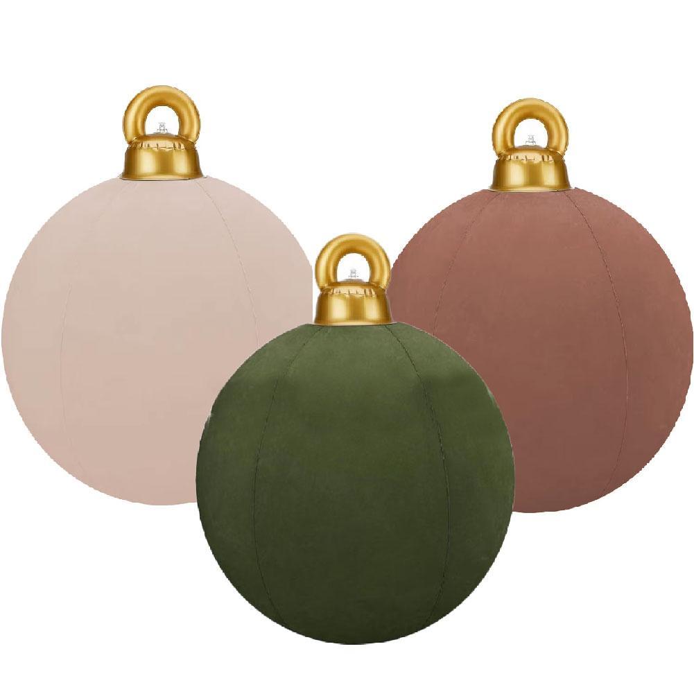 thumbnail image 4 of SGACAI Bolas navideñas inflables gigantes de terciopelo de 24 pulgadas, adornos navideños inflables de PVC flocados, grandes decoraciones navideñas para exteriores, adornos inflables gigantes para, 4 of 7