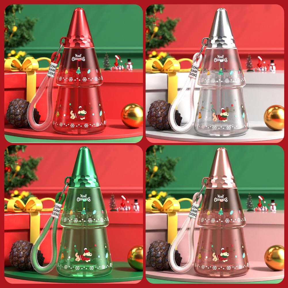 thumbnail image 3 of Ruifaya Suministros de decoración navideña, botella de agua con forma de árbol de Navidad, linda botella de agua con forma de árbol de Navidad, vasos reutilizables con forma de árbol de Navidad y pa, 3 of 7