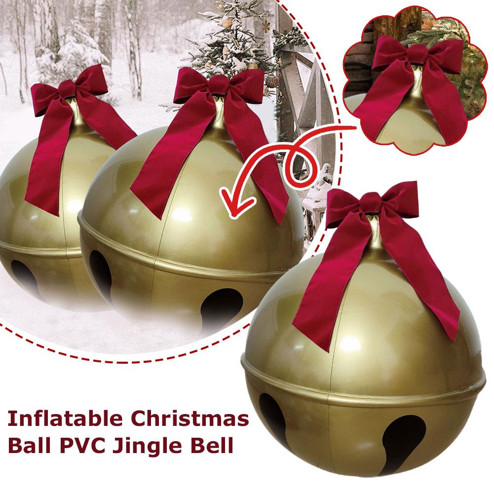 thumbnail image 3 of Wartleves Bolas navideñas inflables de 18 pulgadas, adornos inflables gigantes de cascabeles navideños, decoración inflable de cascabeles navideños de PVC, adorno navideño inflable reutilizable, para, 3 of 7