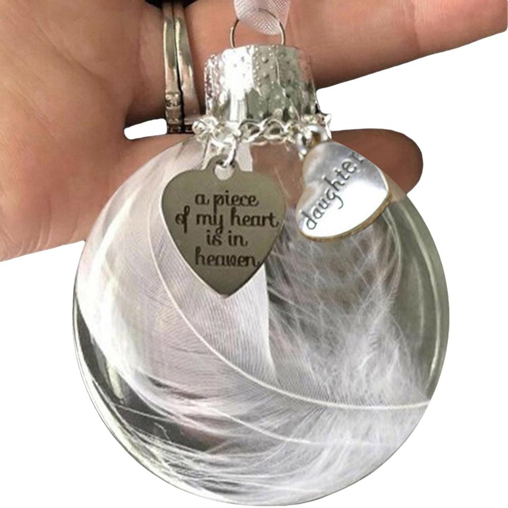 thumbnail image 4 of SGACAI Adorno colgante navideño conmemorativo con forma de bola de plumas transparente, adorno conmemorativo con la palabra "Tengo un ángel en el cielo", adorno colgante para árbol de Navidad, rega, 4 of 7