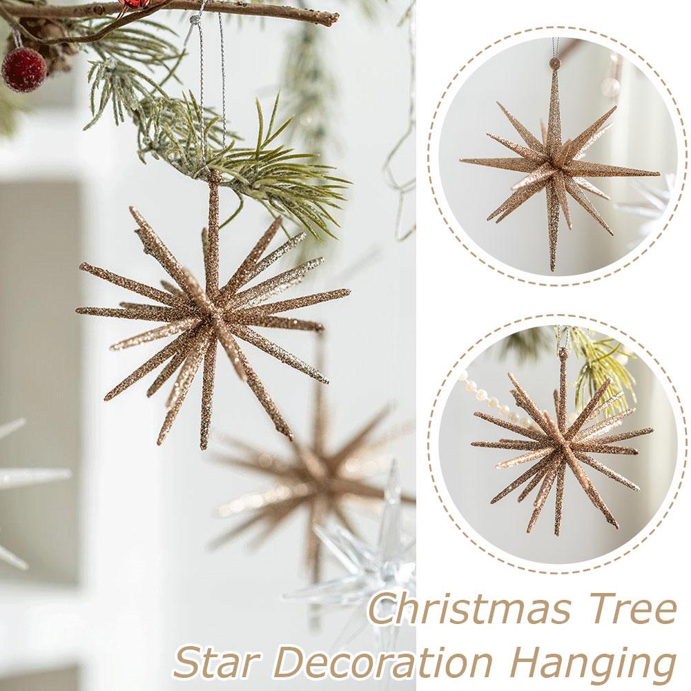 thumbnail image 2 of Ruifaya Adornos para árbol de Navidad, copos de nieve brillantes, corona para árbol de Navidad, colgantes para colgar, decoración navideña alegre, adornos de adorno grandes, adornos de adorno espeja, 2 of 7