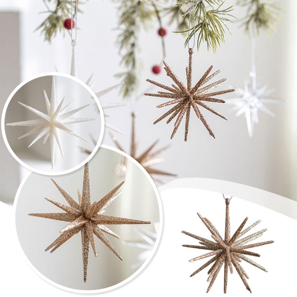 thumbnail image 3 of Ruifaya Adornos para árbol de Navidad, copos de nieve brillantes, corona para árbol de Navidad, colgantes para colgar, decoración navideña alegre, adornos de adorno grandes, adornos de adorno espeja, 3 of 7