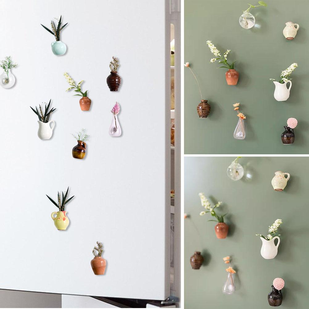 thumbnail image 3 of SGACAI Imanes decorativos para refrigerador, imanes de cerámica, minijarrones, flores, decoración de cocina, paquete de 5, 3 of 7