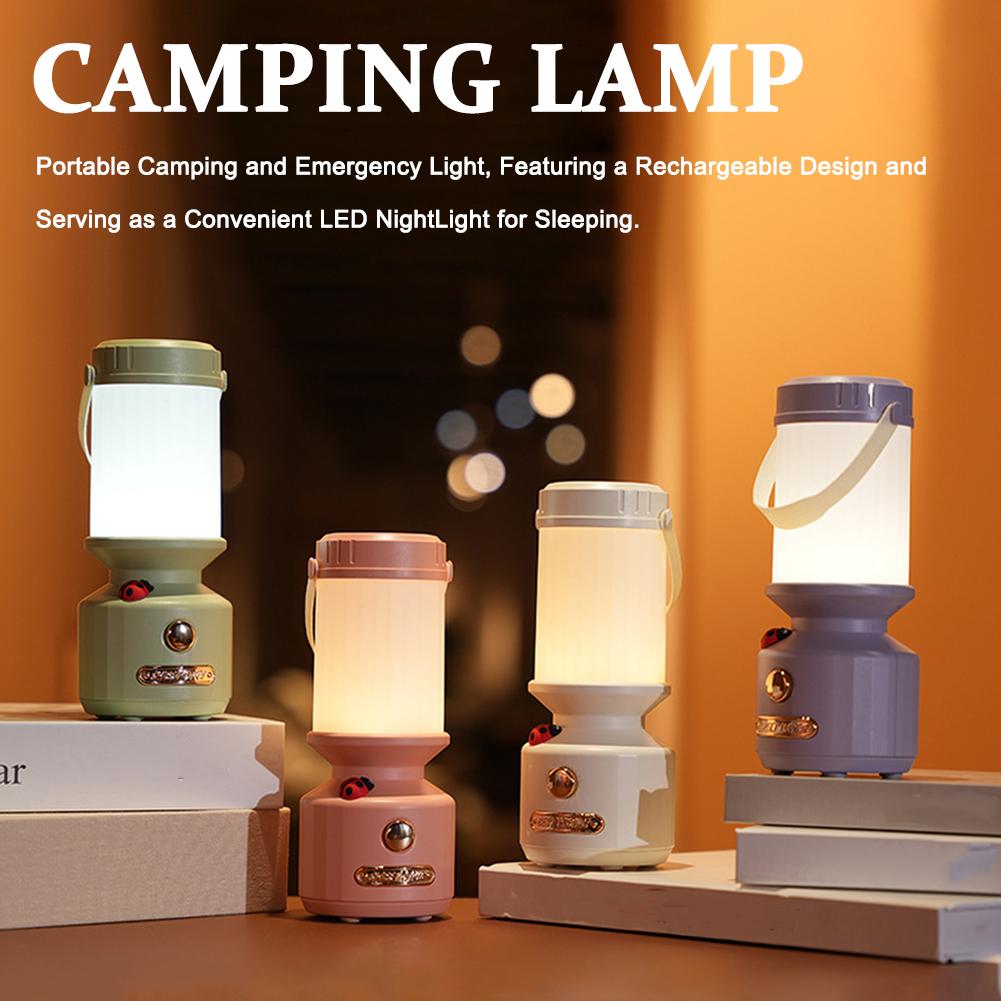 thumbnail image 3 of Wartleves Lámpara LED para acampar al aire libre, lámpara recargable tipo C, luz para tienda de campaña, 3 of 7