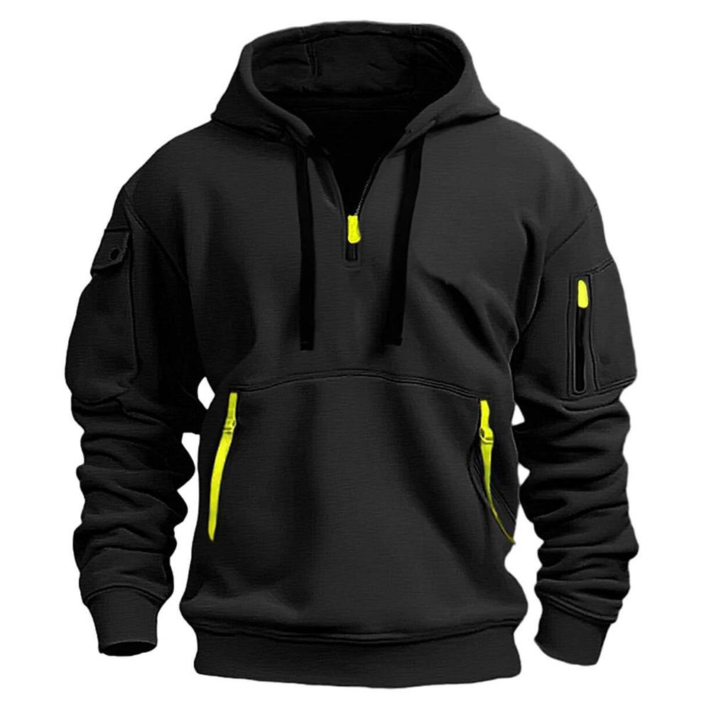 thumbnail image 5 of Ruifaya Sudadera táctica con cremallera para hombre, resistente al viento y a la abrasión, con múltiples bolsillos GXV, 5 of 7