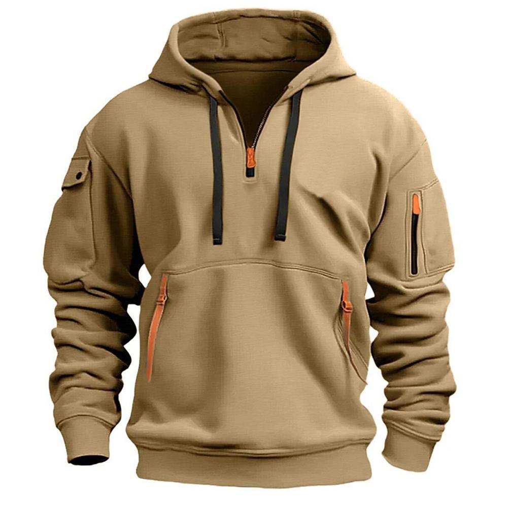 thumbnail image 4 of Ruifaya Sudadera táctica con cremallera para hombre, resistente al viento y a la abrasión, con múltiples bolsillos GXV, 4 of 7