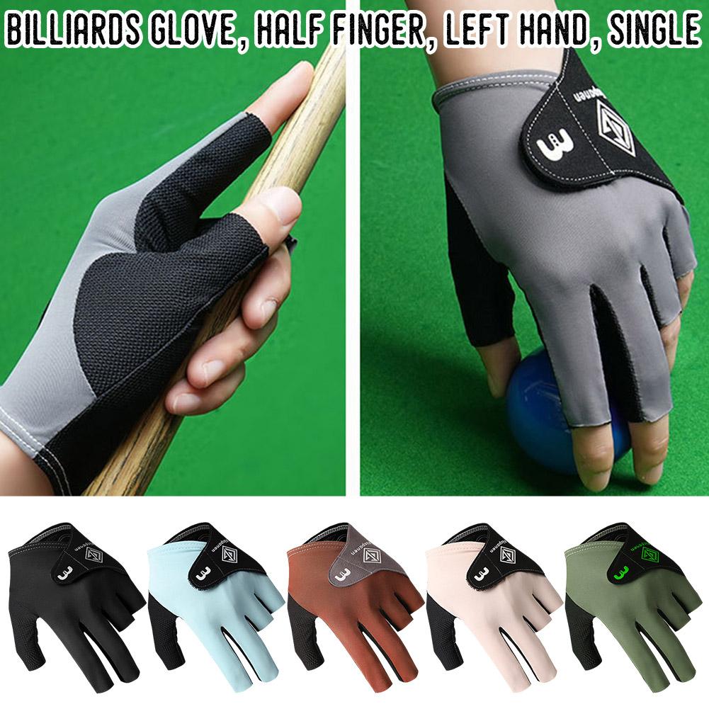 thumbnail image 2 of Wartleves Guantes de billar, medio dedo, mano izquierda, lisos, elásticos, antideslizantes, 2 of 7