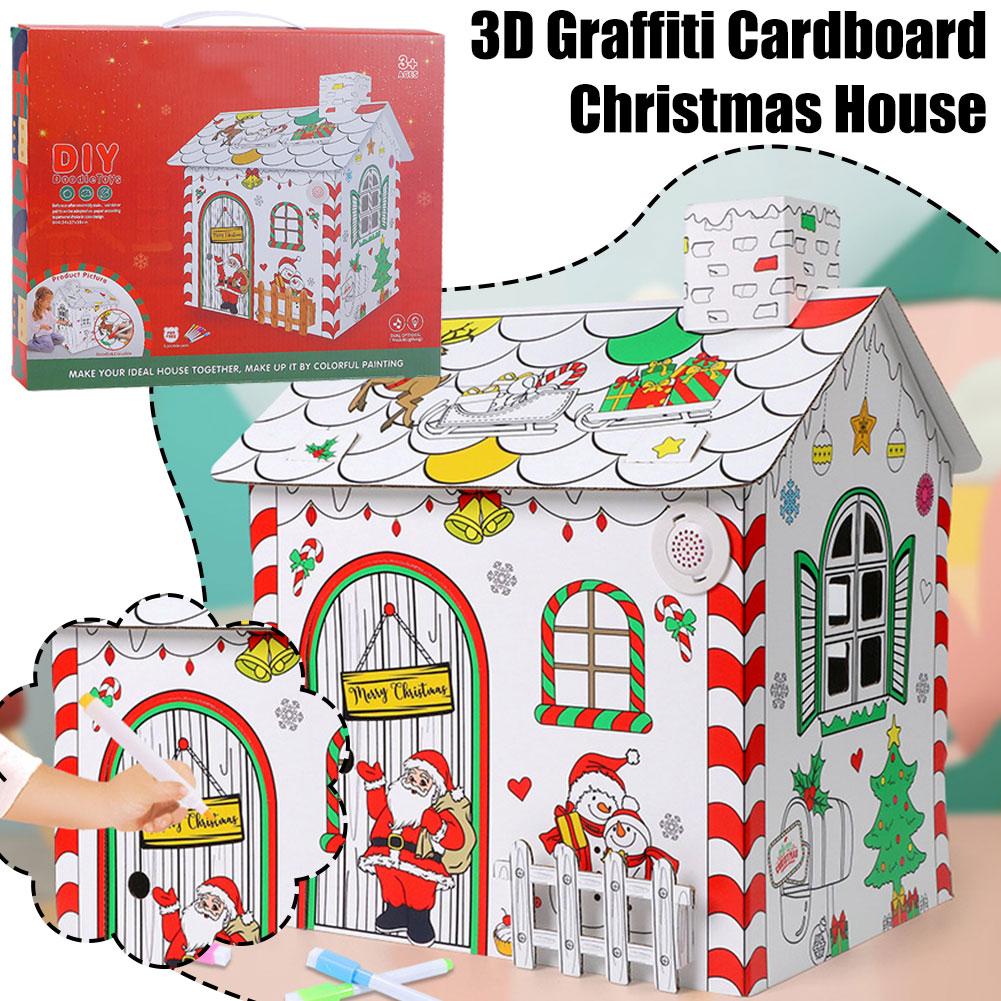 thumbnail image 2 of SGACAI Casita de juegos navideña para colorear, casa de cartón para colorear para niños, casa de tamaño natural, 2 of 7