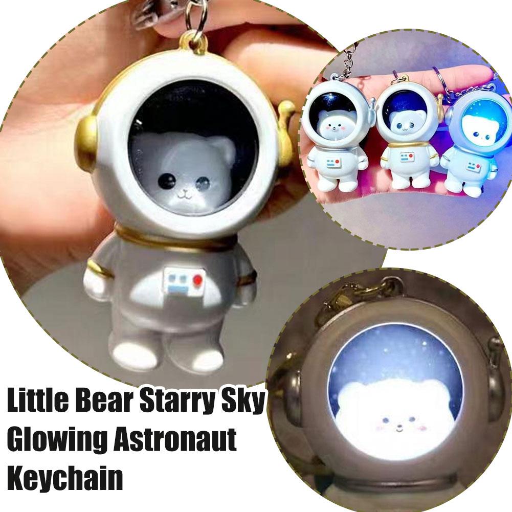 thumbnail image 3 of Wartleves Llavero con luz de oso astronauta espacial, juguete colgante luminoso, regalo decorativo, 3 of 7