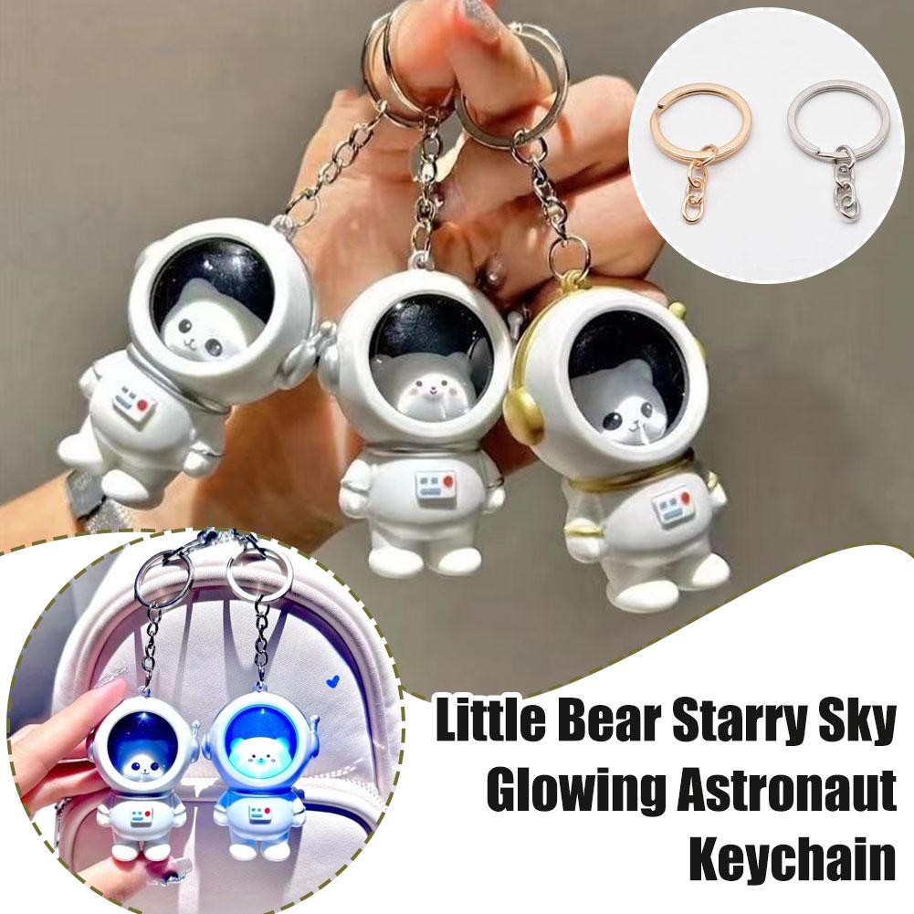 thumbnail image 2 of Wartleves Llavero con luz de oso astronauta espacial, juguete colgante luminoso, regalo decorativo, 2 of 7