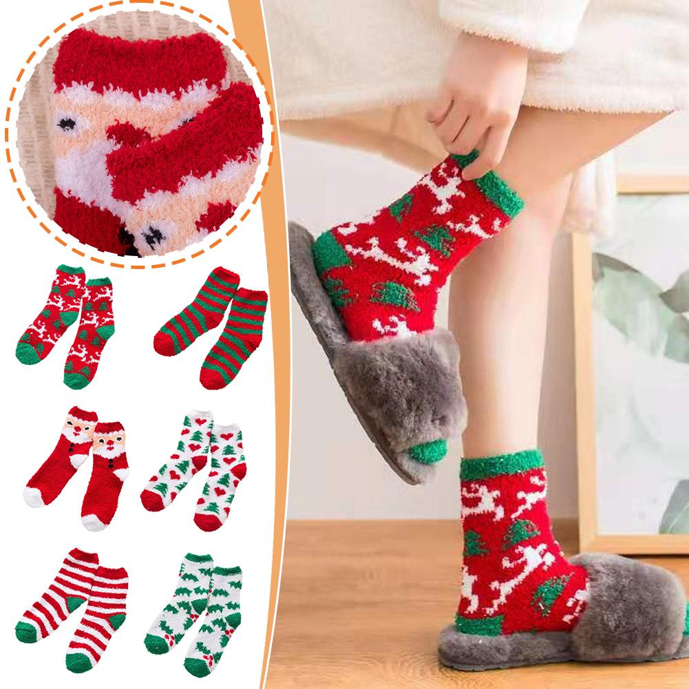 thumbnail image 2 of Wartleves Calcetines navideños mullidos para mujer, ropa de dormir de invierno de polar coral acogedora EE. UU., 2 of 7